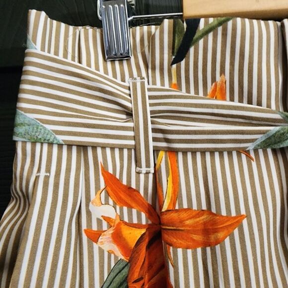 ZARA Floral and Striped Poplin Culottes - Picture 8 of 14